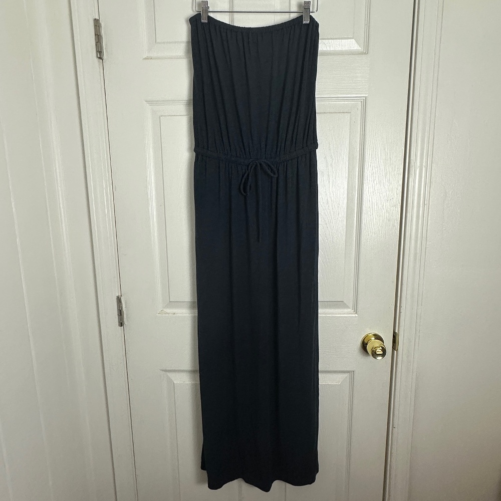 J. Crew Fall Preppy Stretchy Navy Modal Strapless Maxi Dress Women Size S